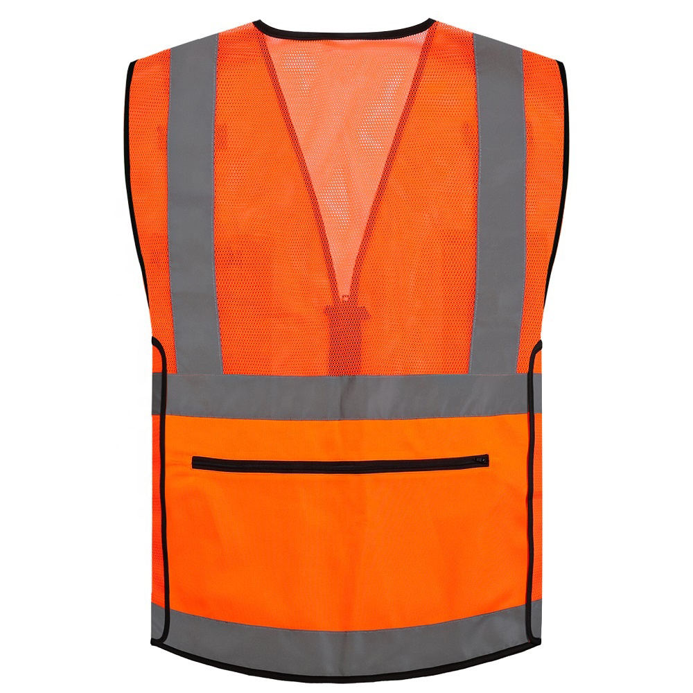 National Apparels Customized Black Reflective Safety Vest Company Logo With Pockets Custom Color Fluorescent Visibility Work Class 2 Safety Vest
